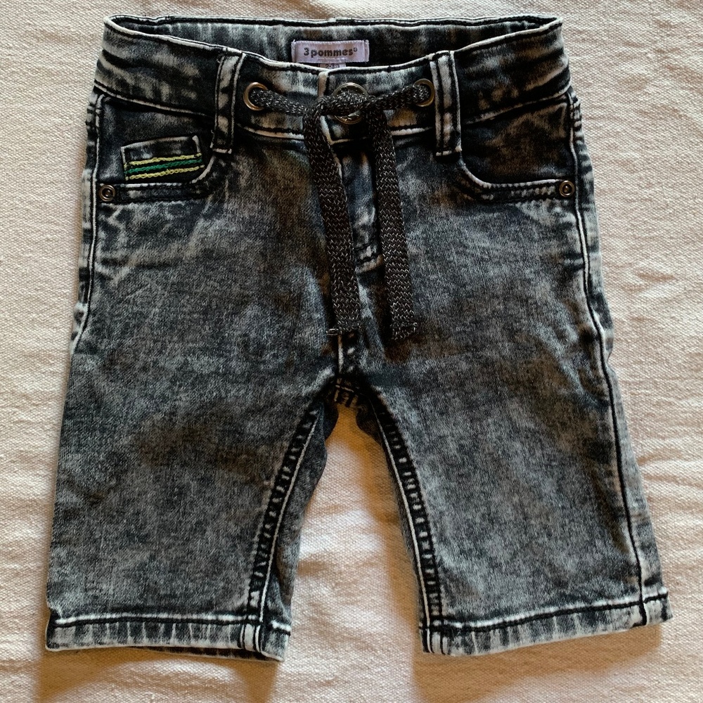 Toddler Boy's 3 Pommes Black Denim Shorts  2 - 3